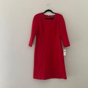 Red Long Sleeve V-Neck Knit Dress